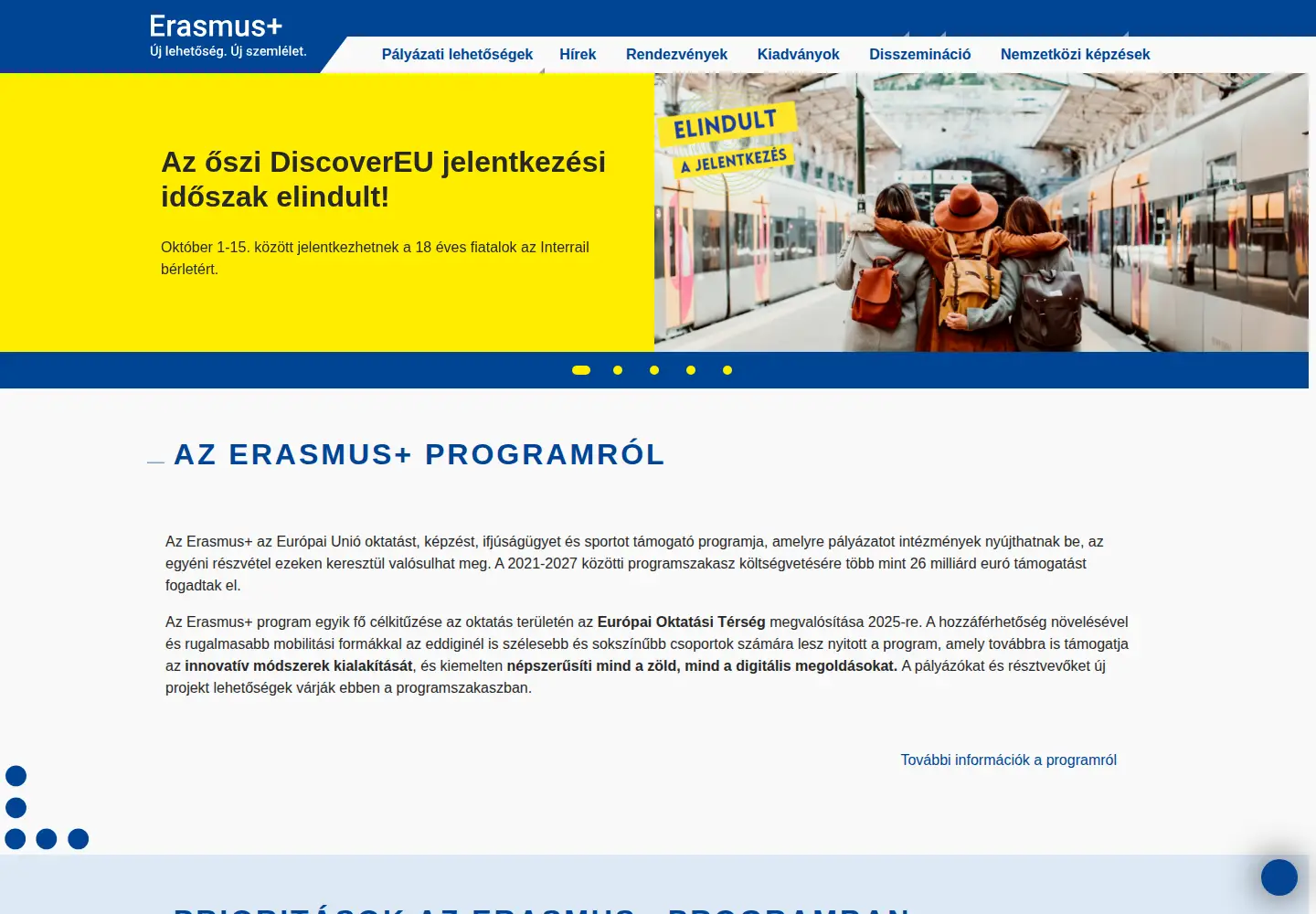 Captured homepage of erasmusplusz.hu in the current scan