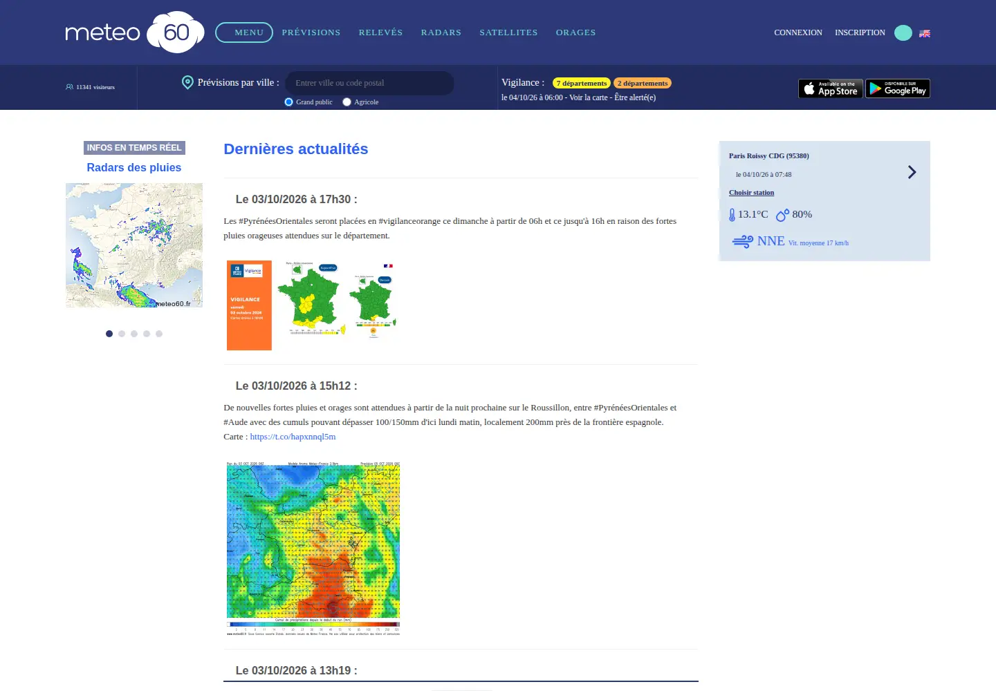 Screenshot of meteo60.fr
