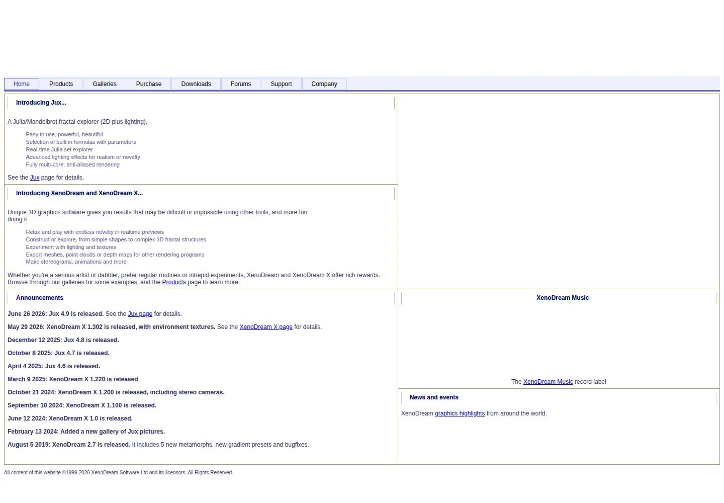 Captured homepage of xenodream.com in the current scan