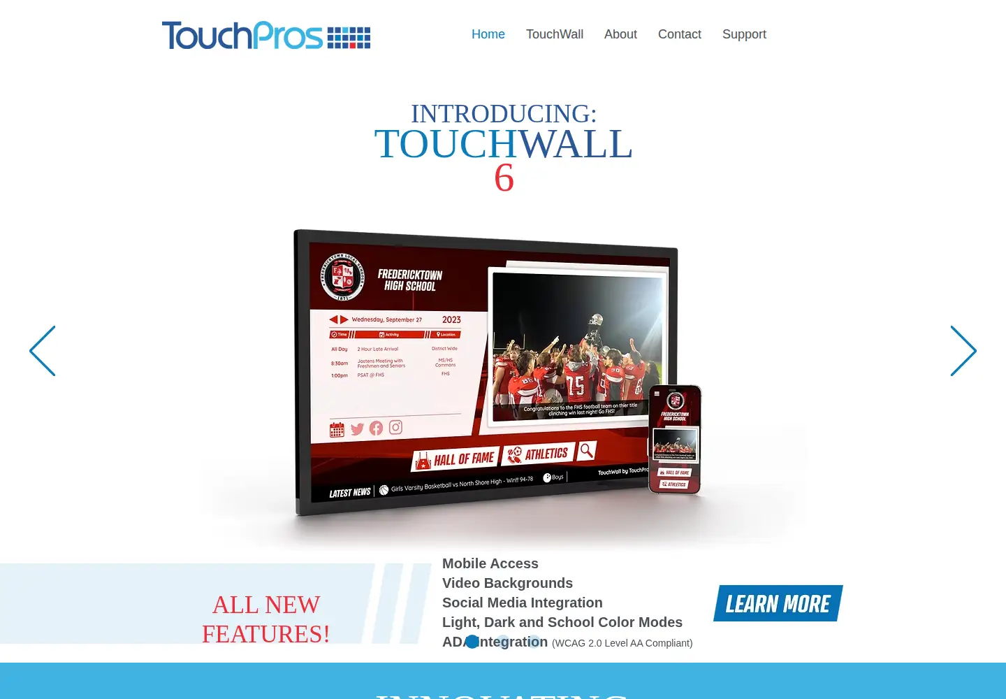 Captured homepage of touchpros.com in the current scan