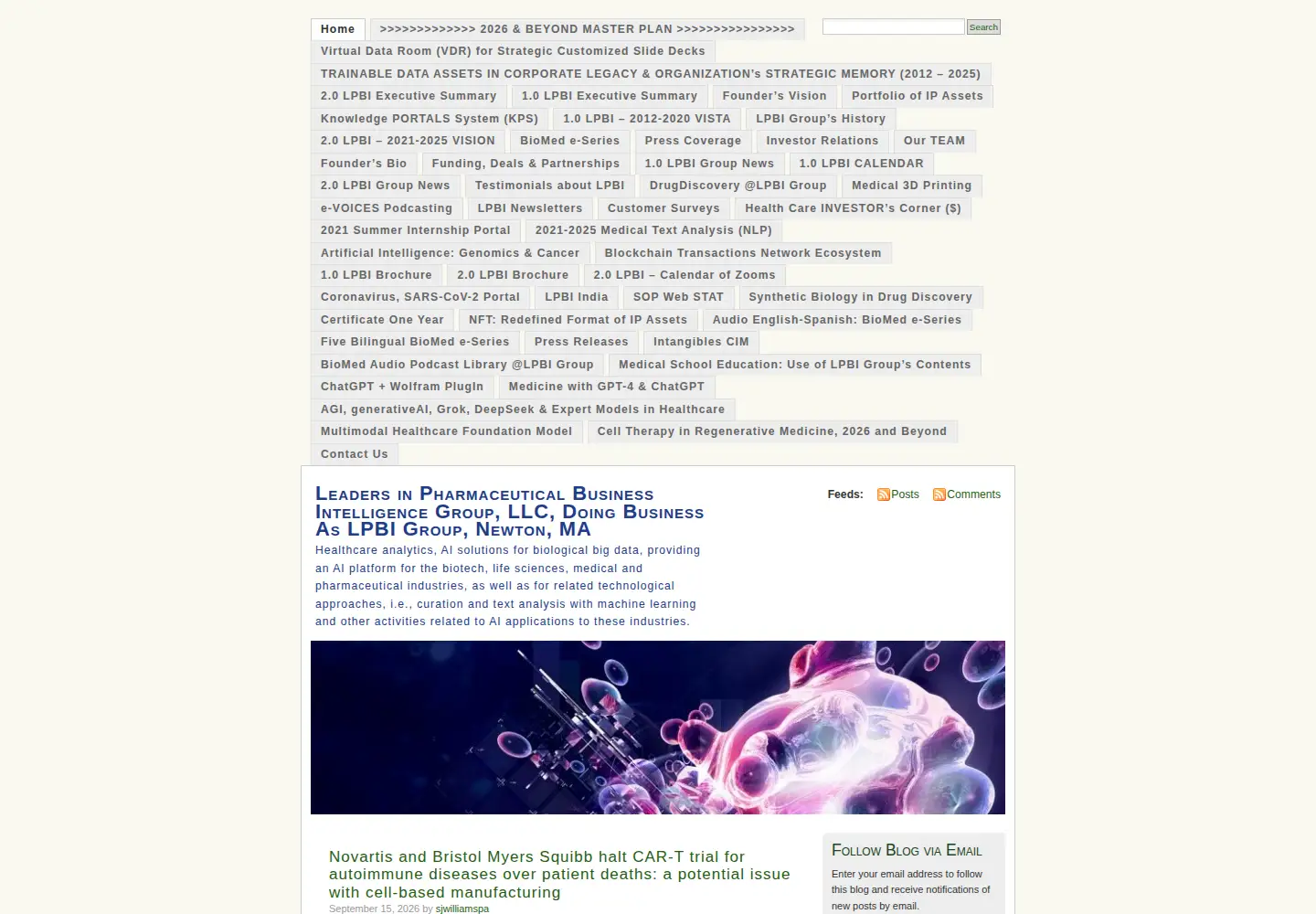 Captured homepage of pharmaceuticalintelligence.com in the current scan