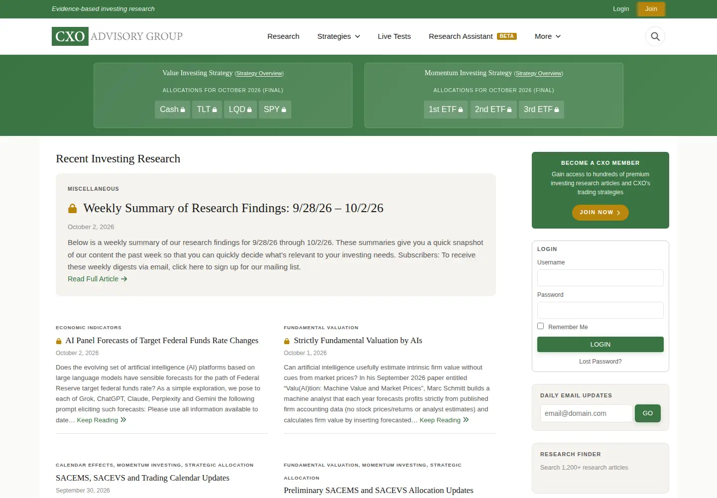 Captured homepage of cxoadvisory.com in the current scan