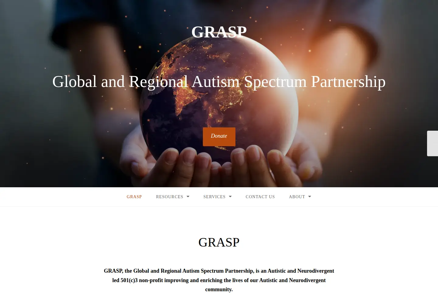 Captured homepage of grasp.org in the current scan