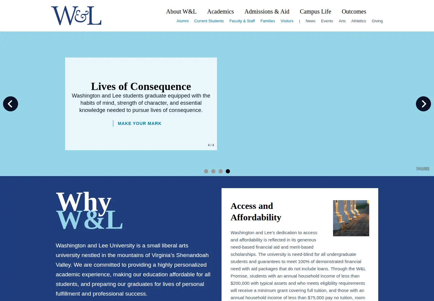 Screenshot of wlu.edu