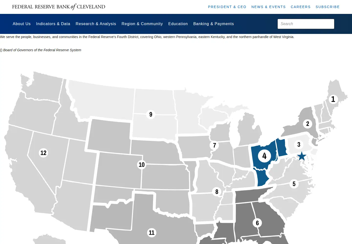 Screenshot of clevelandfed.org