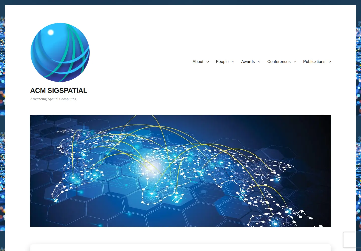 Captured homepage of sigspatial.org in the current scan