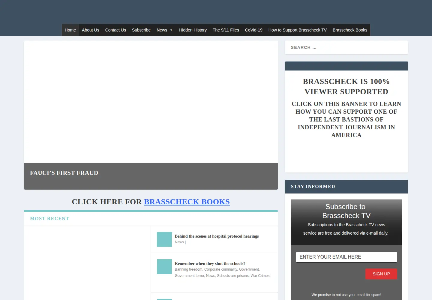 Captured homepage of brasschecktv.com in the current scan