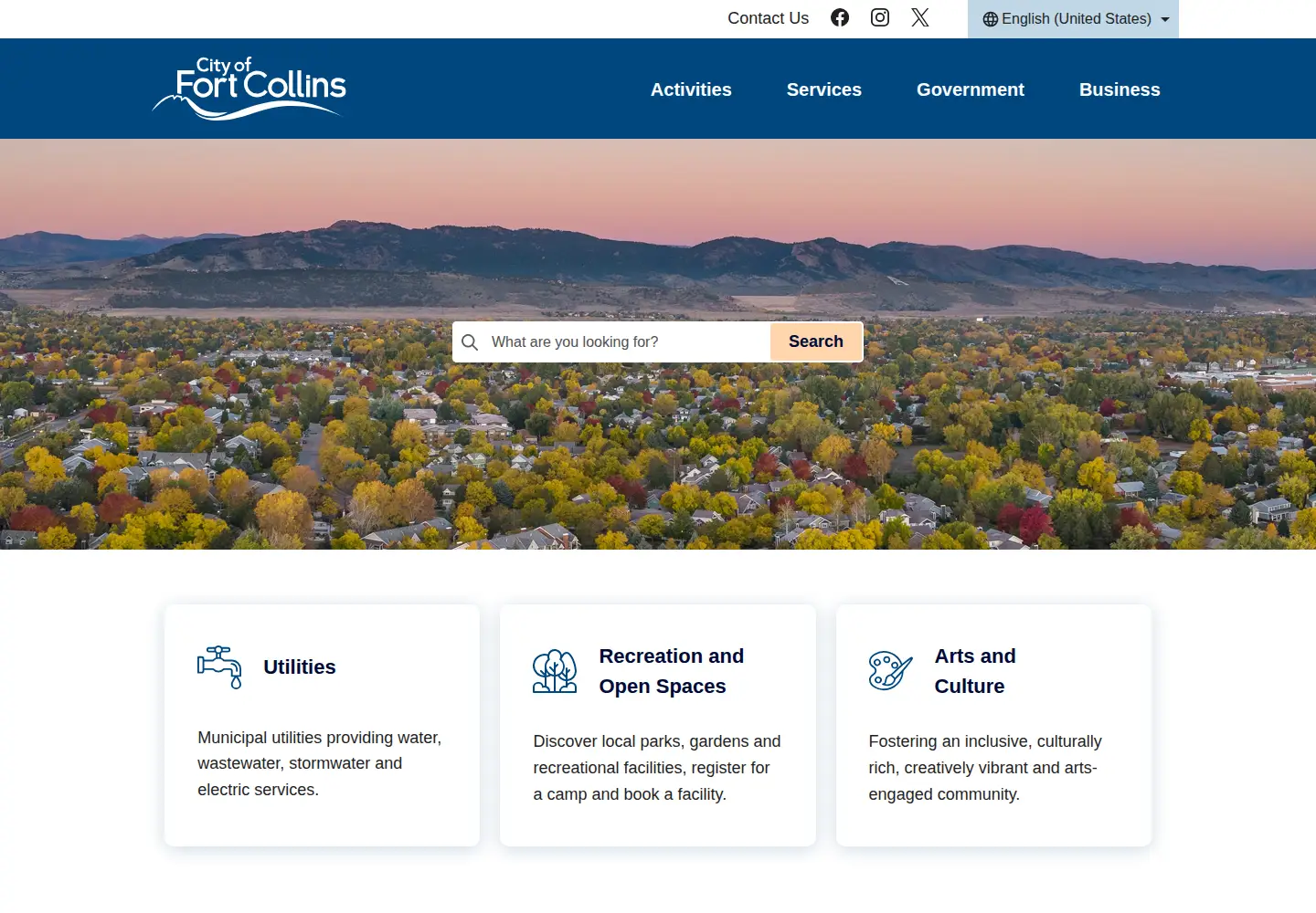 Captured homepage of fortcollins.gov in the current scan