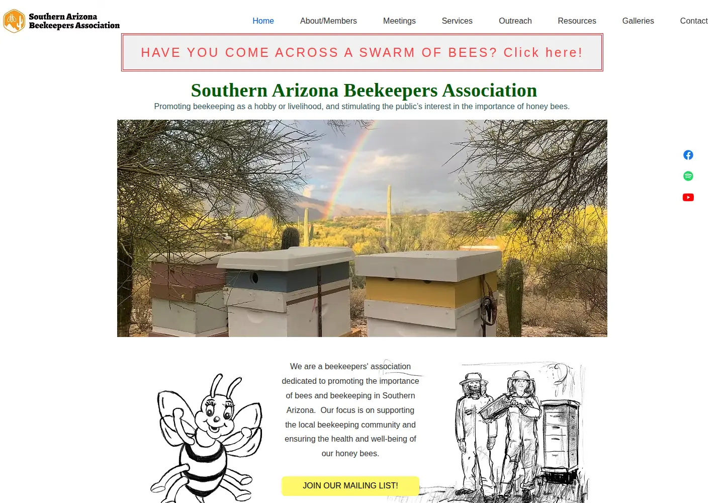 Captured homepage of southernazbeekeepers.org in the current scan
