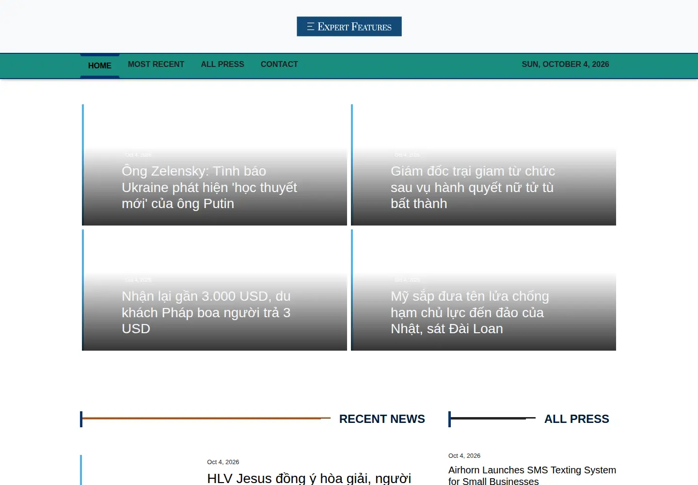 Screenshot of expertfeatures.com