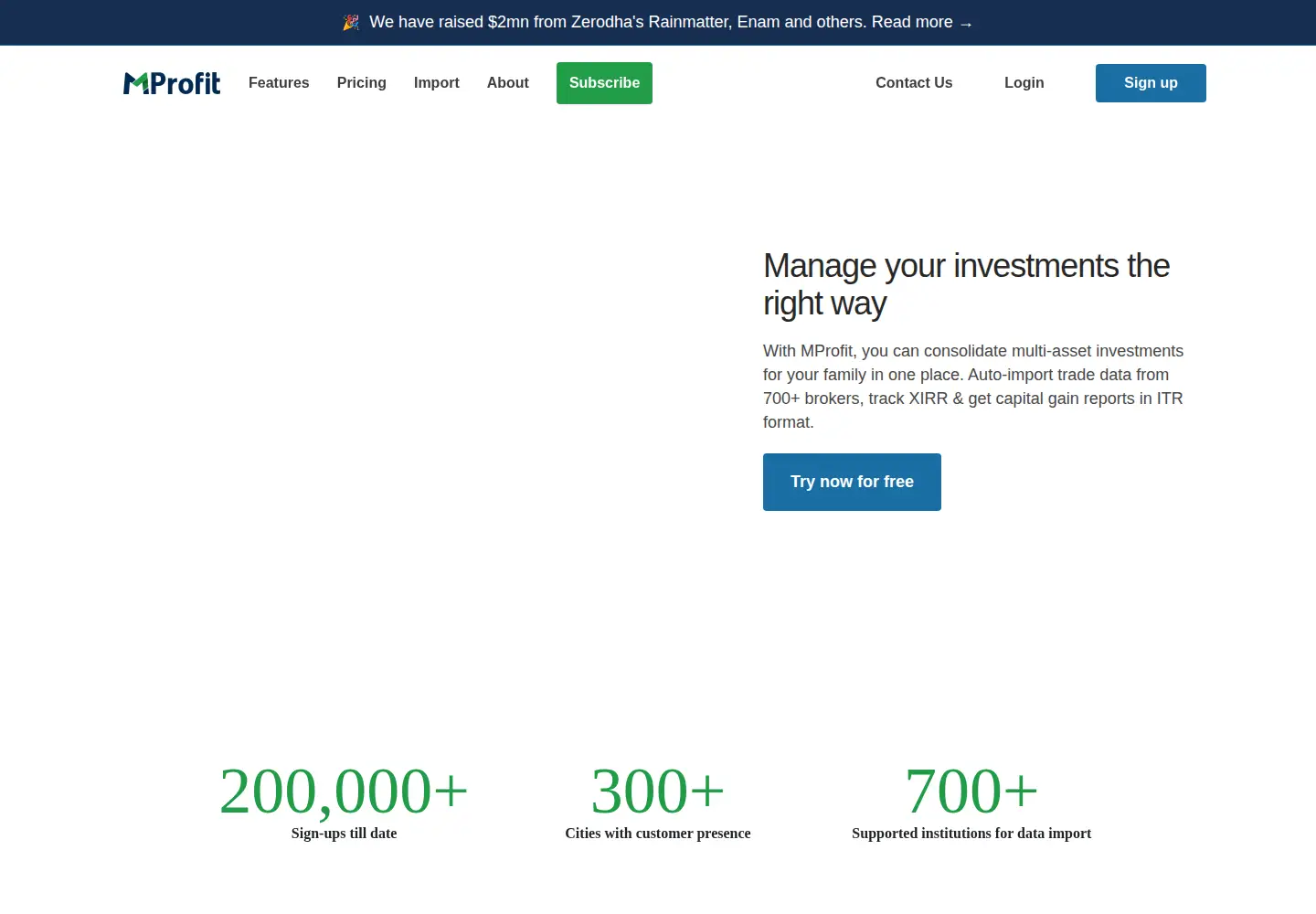 Screenshot of mprofit.in