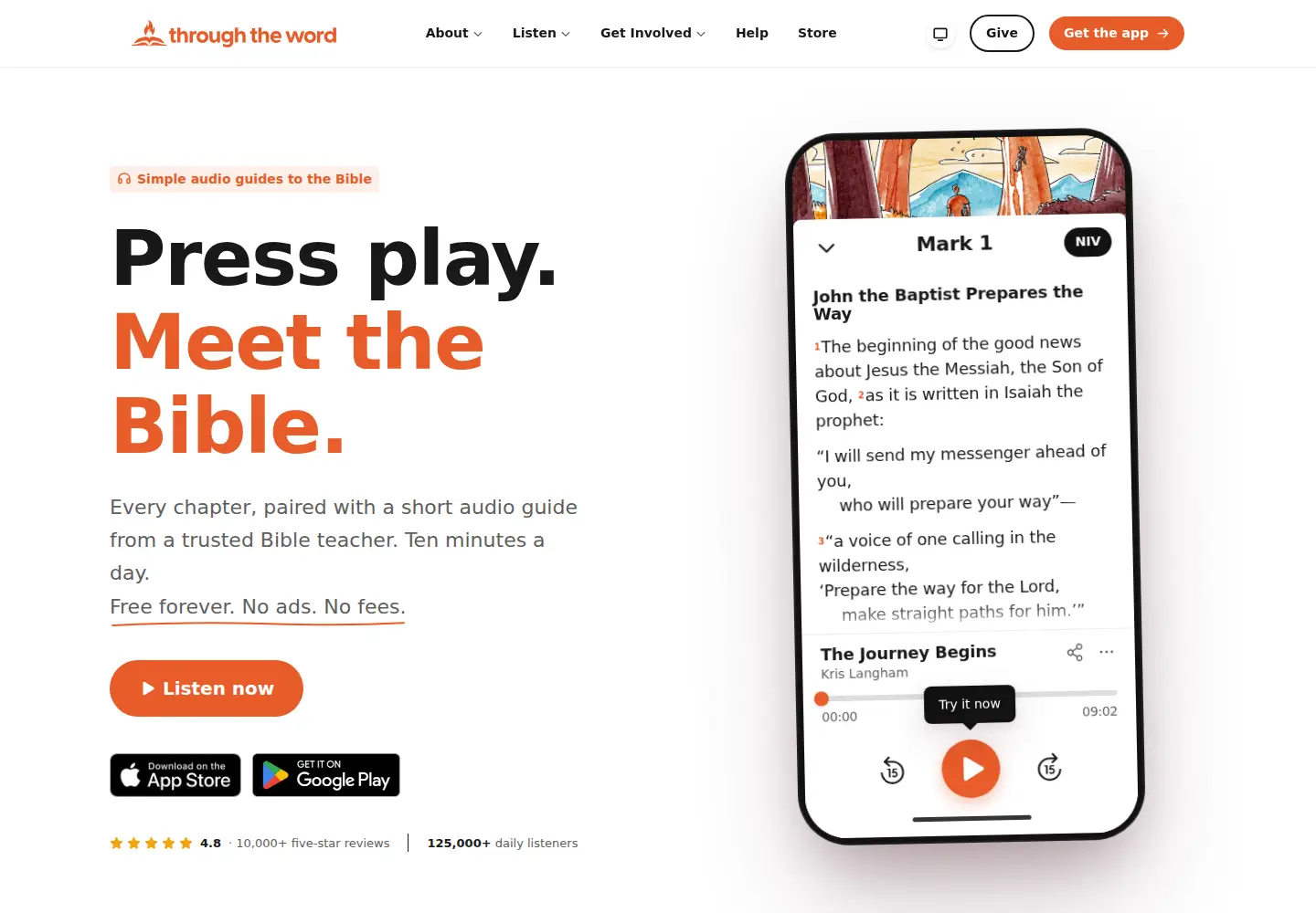 Screenshot of throughtheword.org