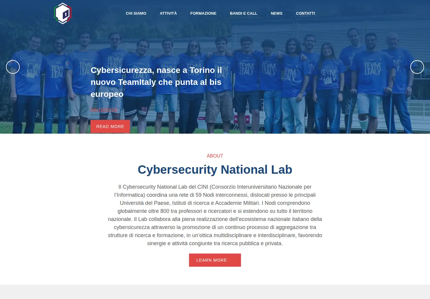 Captured homepage of cybersecnatlab.it in the current scan