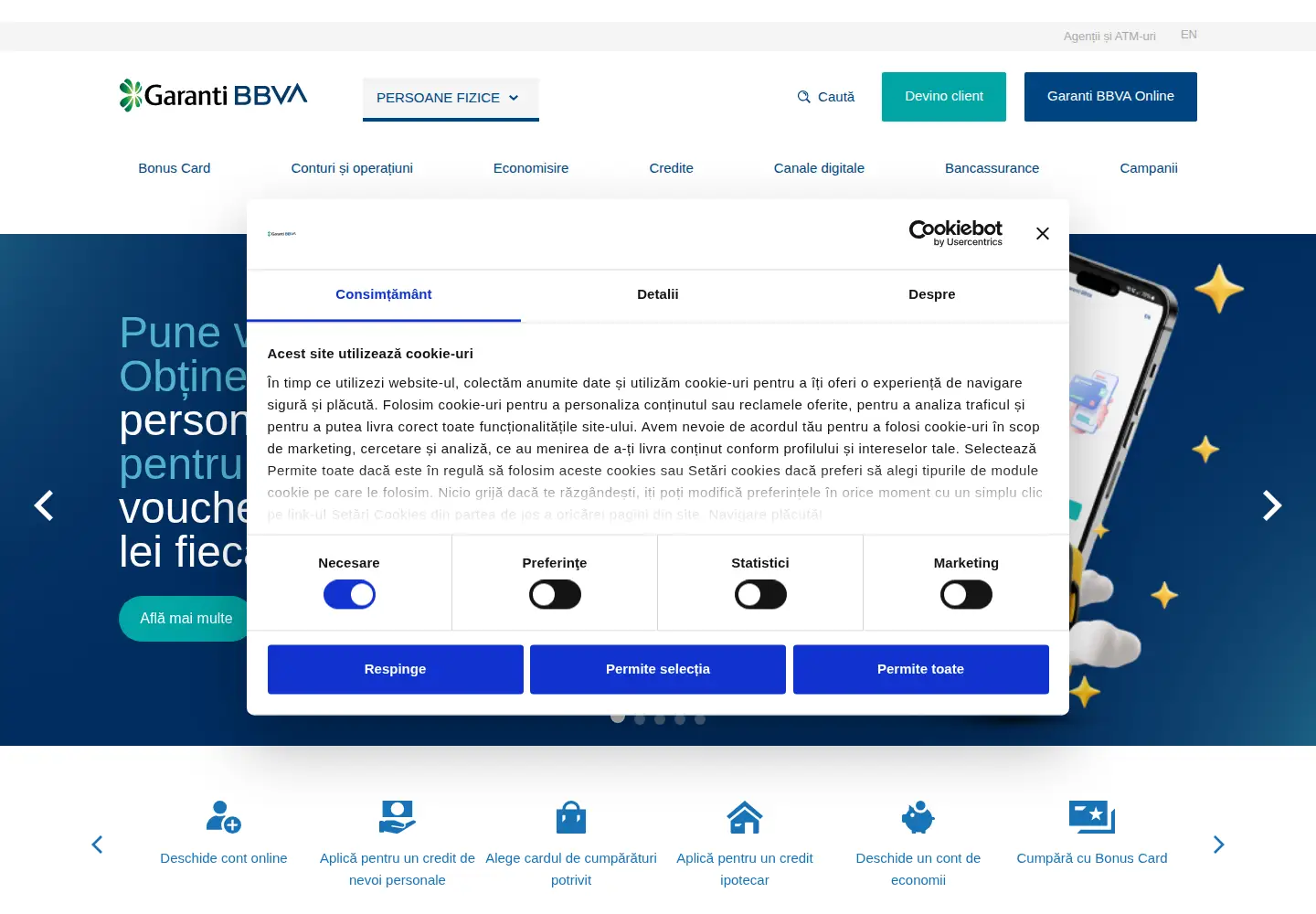 Screenshot of garantibbva.ro