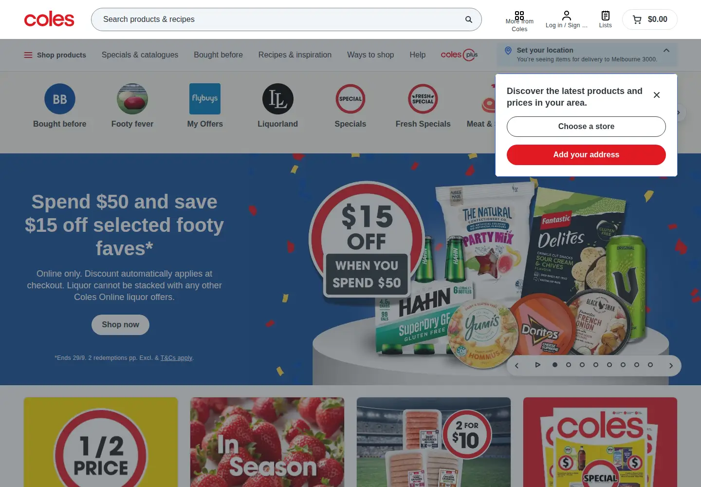 Screenshot of coles.com.au