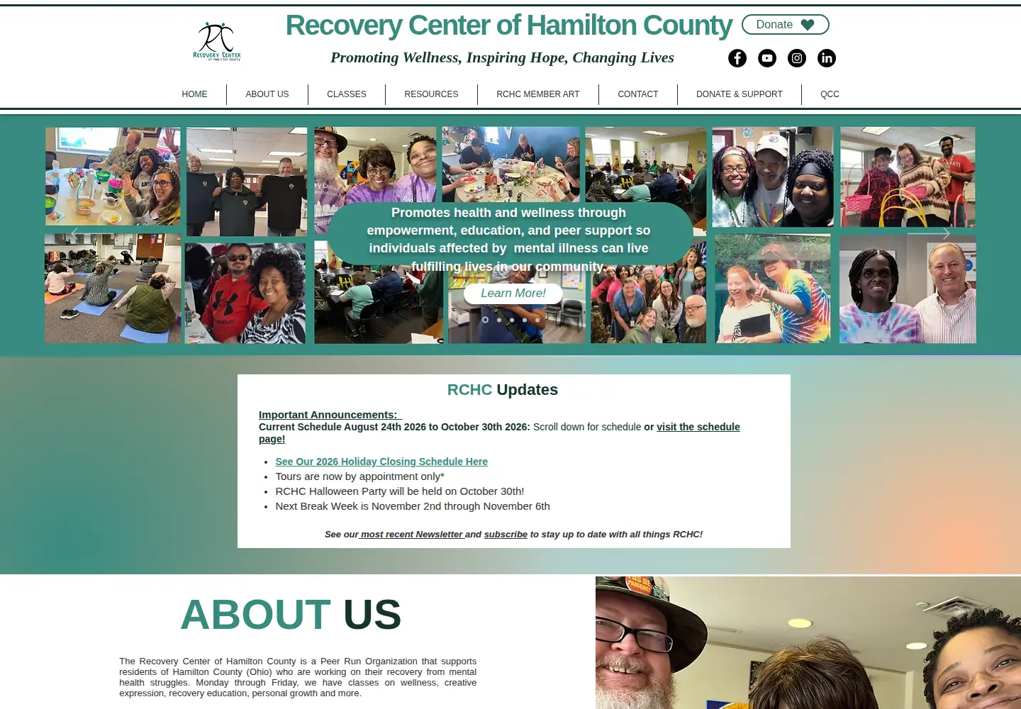 Screenshot of recoverycenterhc.org
