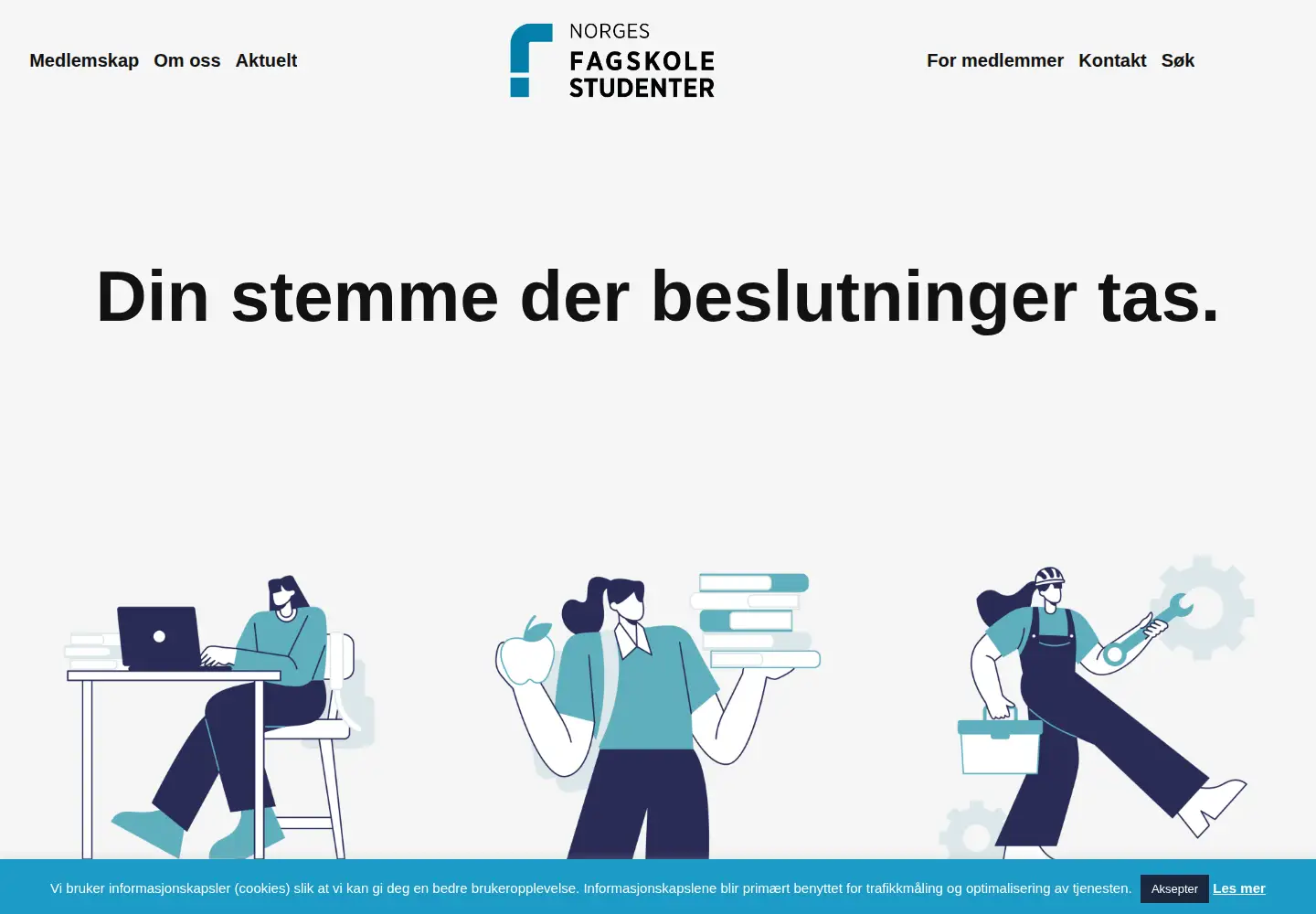 Screenshot of fagskolestudent.no