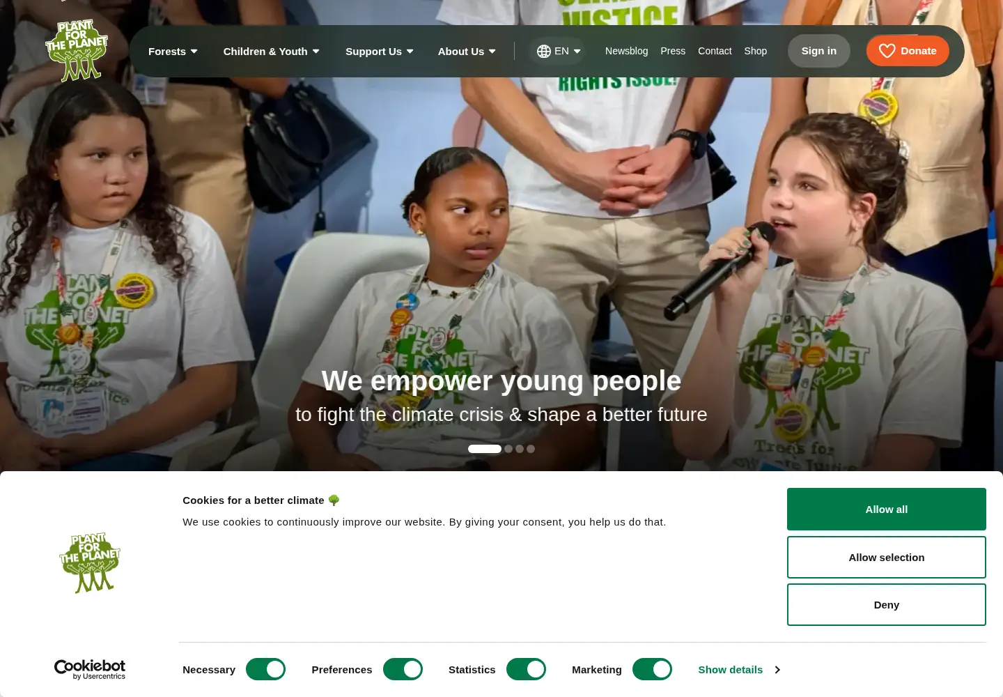Screenshot of plant-for-the-planet.org
