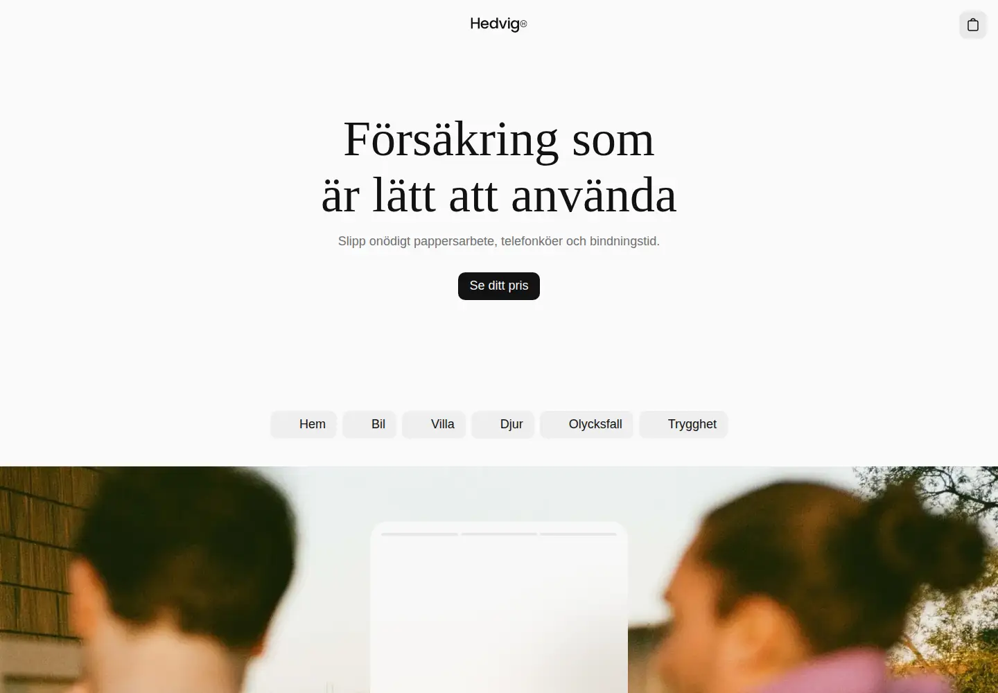 Screenshot of hedvig.com