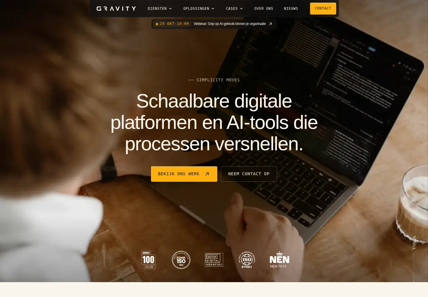 Screenshot of gravity.nl