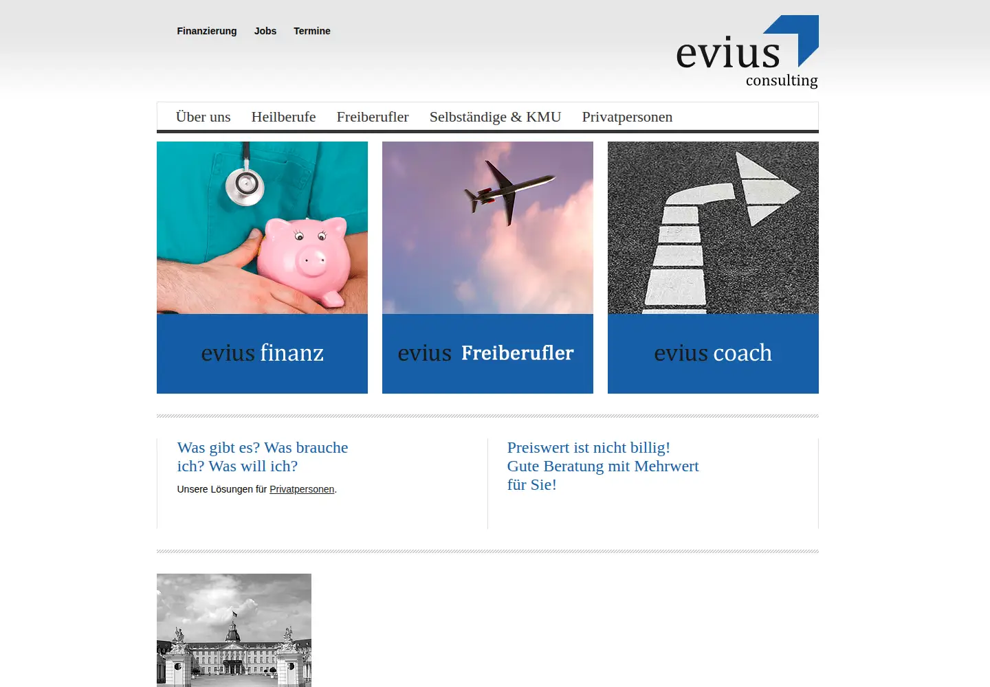 Captured homepage of evius-consulting.de in the current scan
