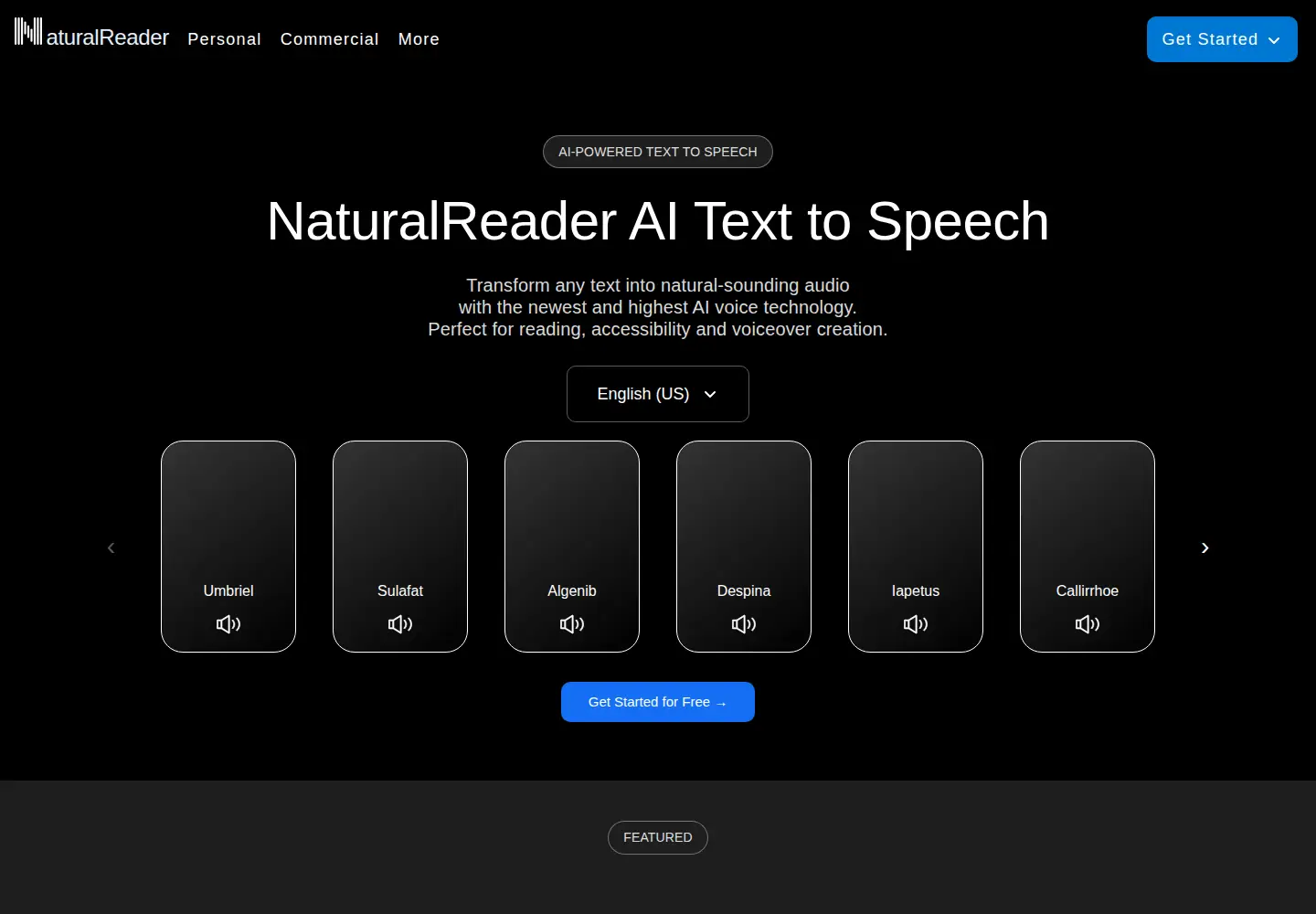 Screenshot of naturalreaders.com