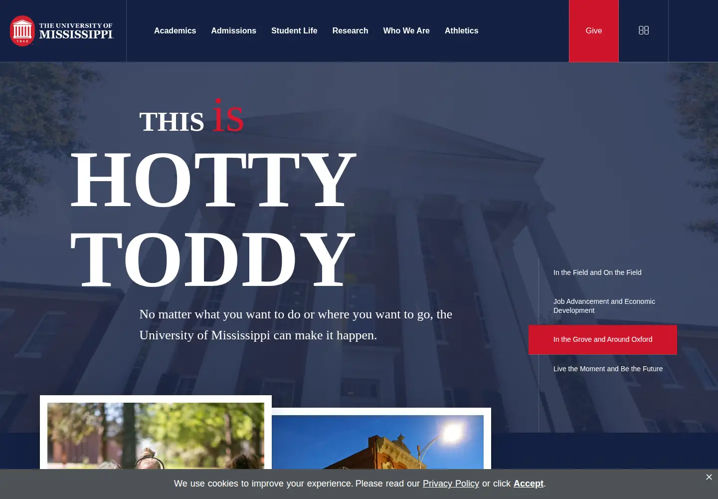 Screenshot of olemiss.edu