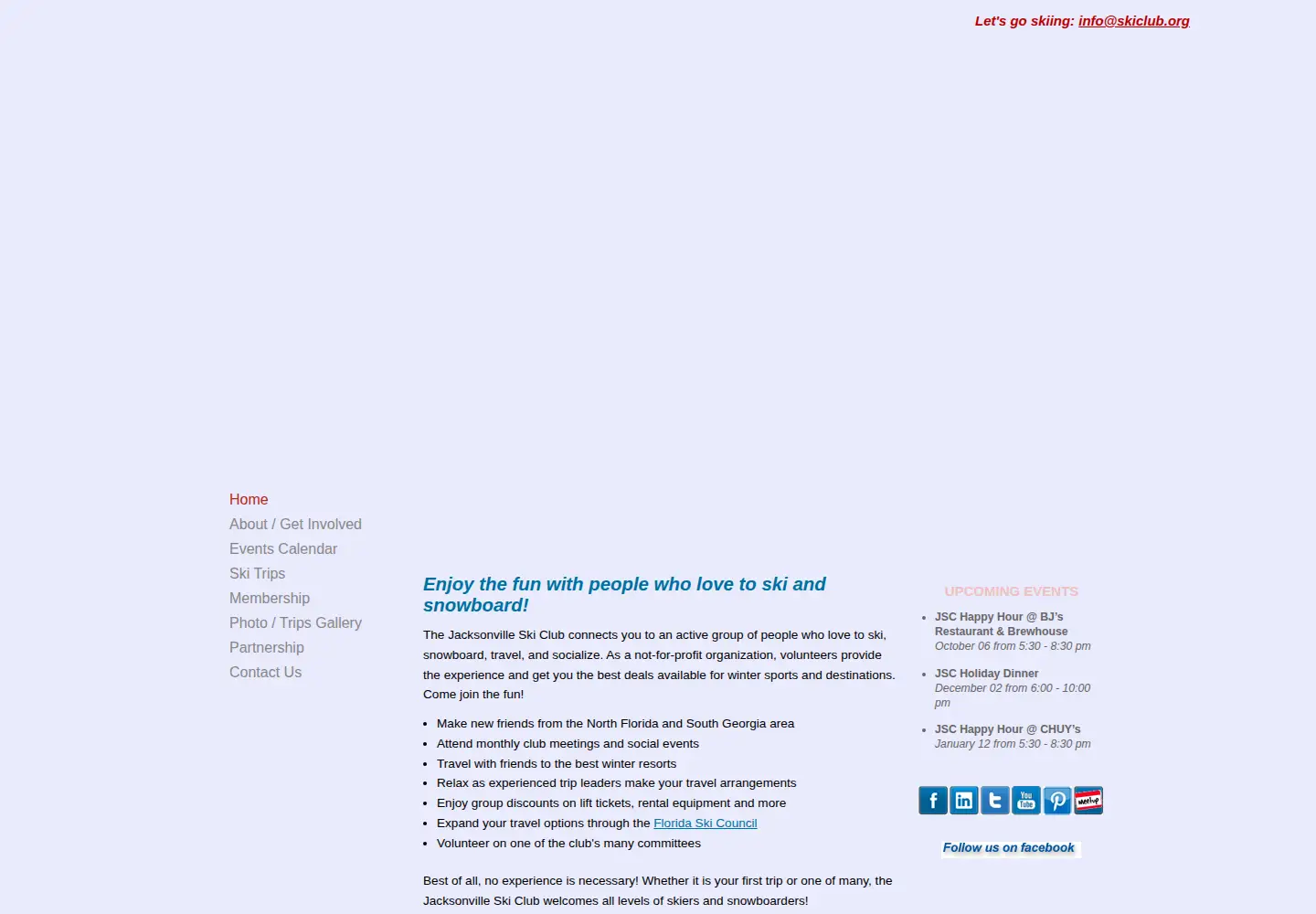 Captured homepage of skiclub.org in the current scan
