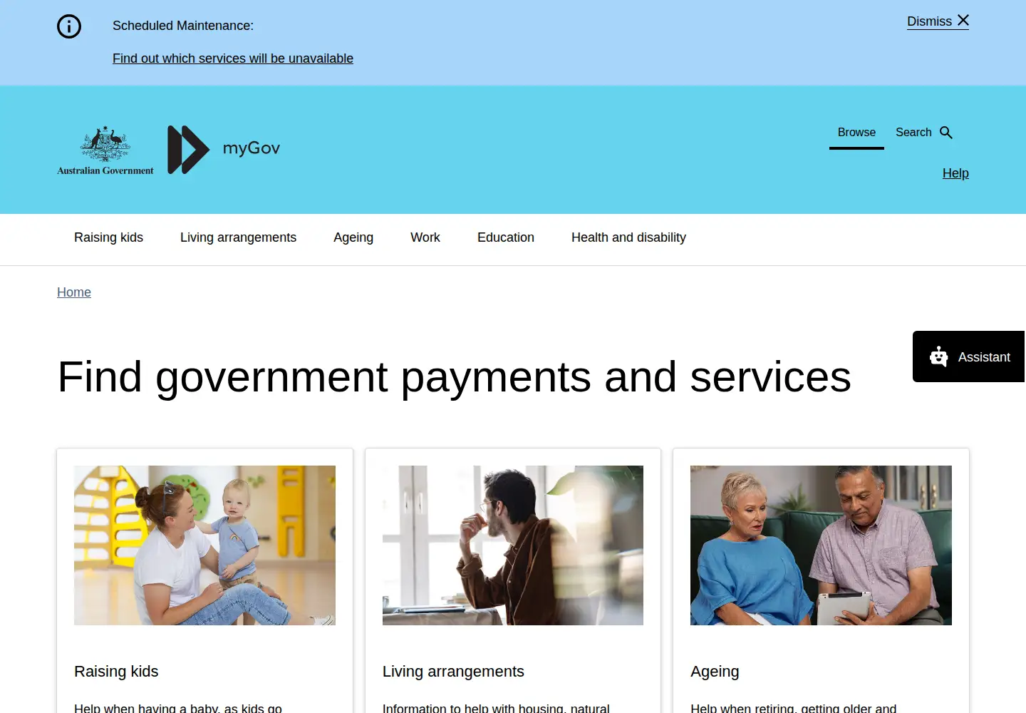 Screenshot of australia.gov.au
