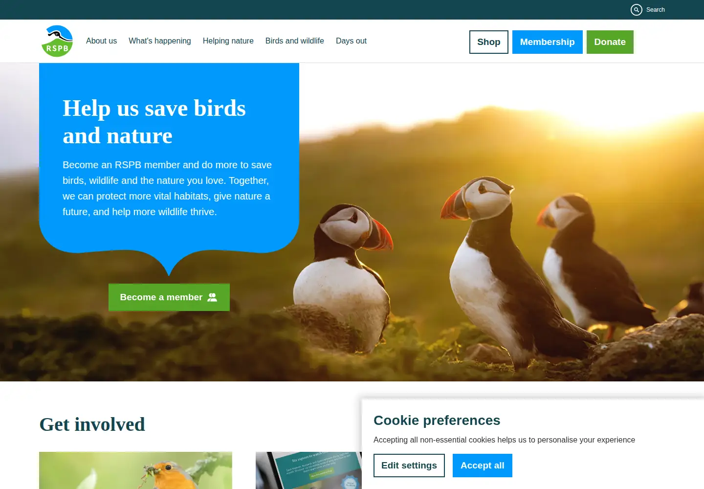 Screenshot of rspb.org.uk