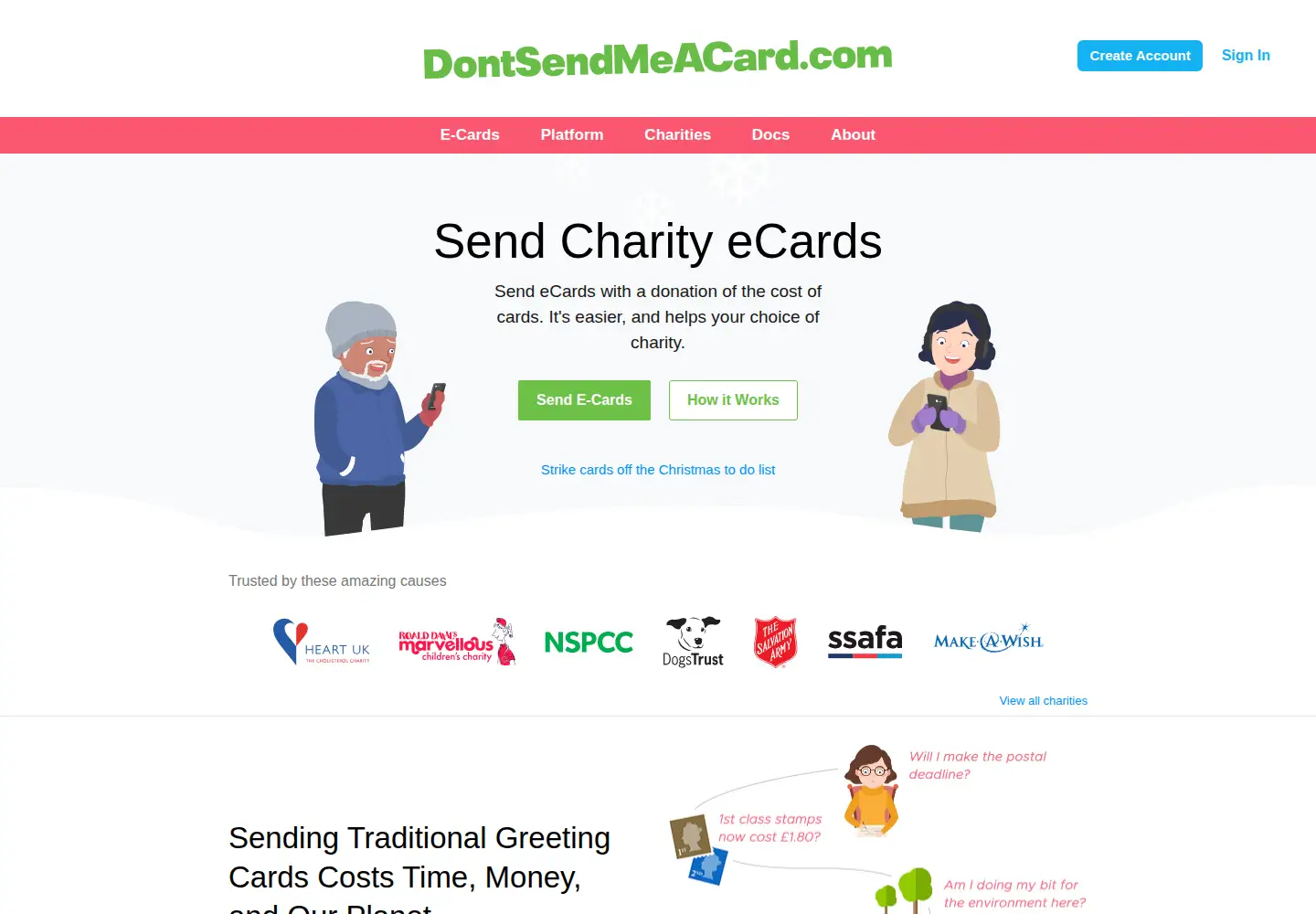 Screenshot of dontsendmeacard.com