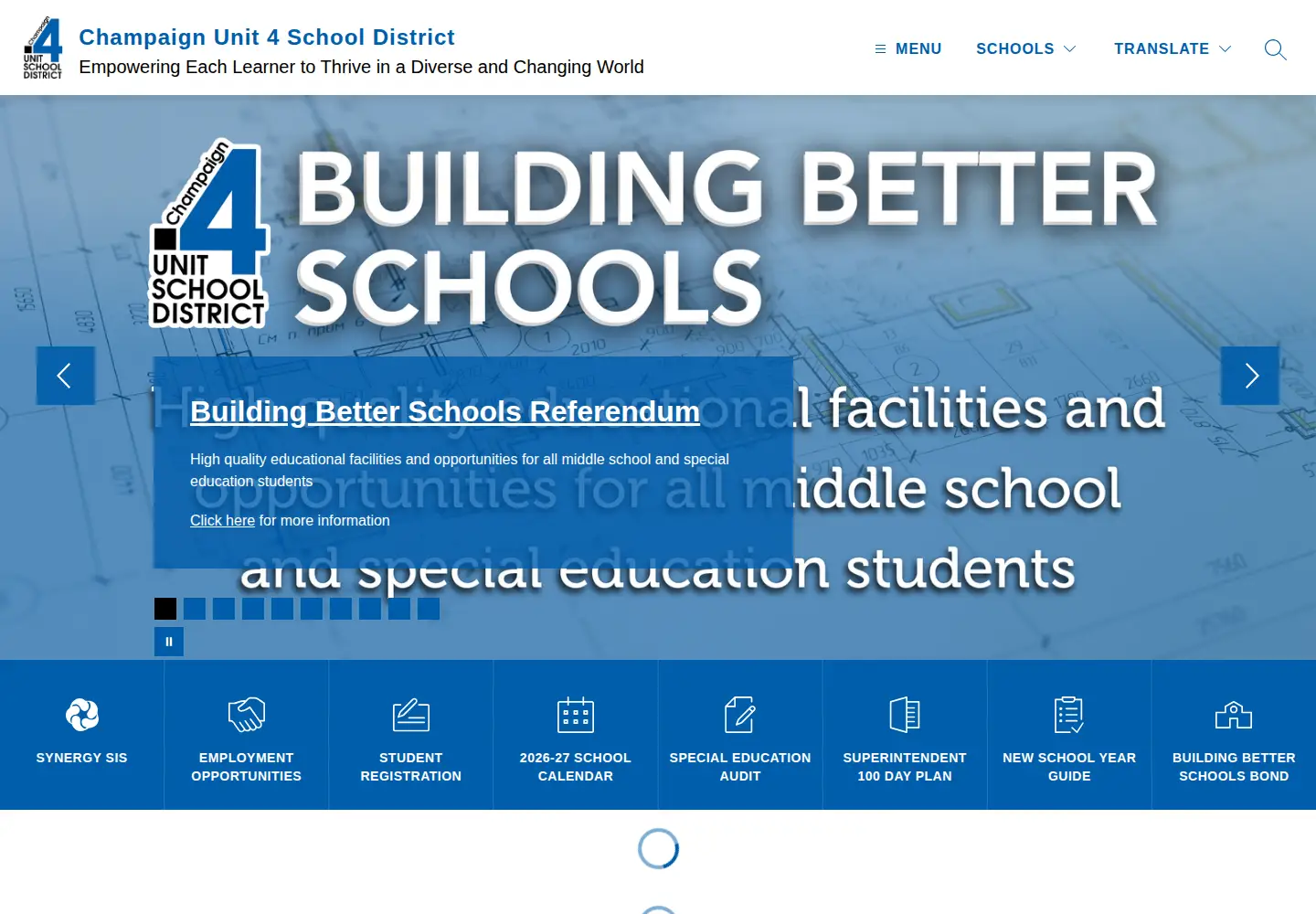 Screenshot of champaignschools.org