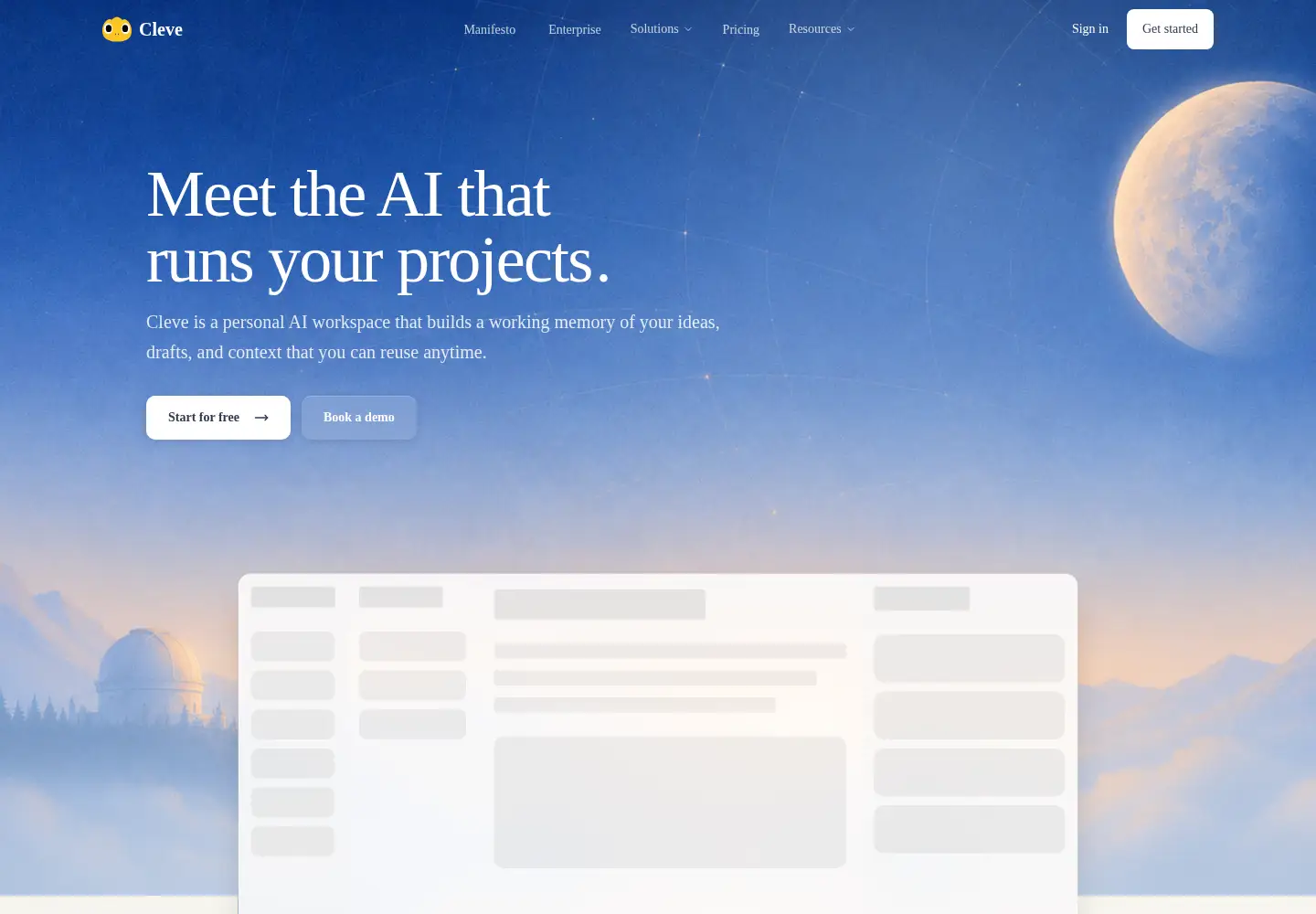 Captured homepage of cleve.ai in the current scan