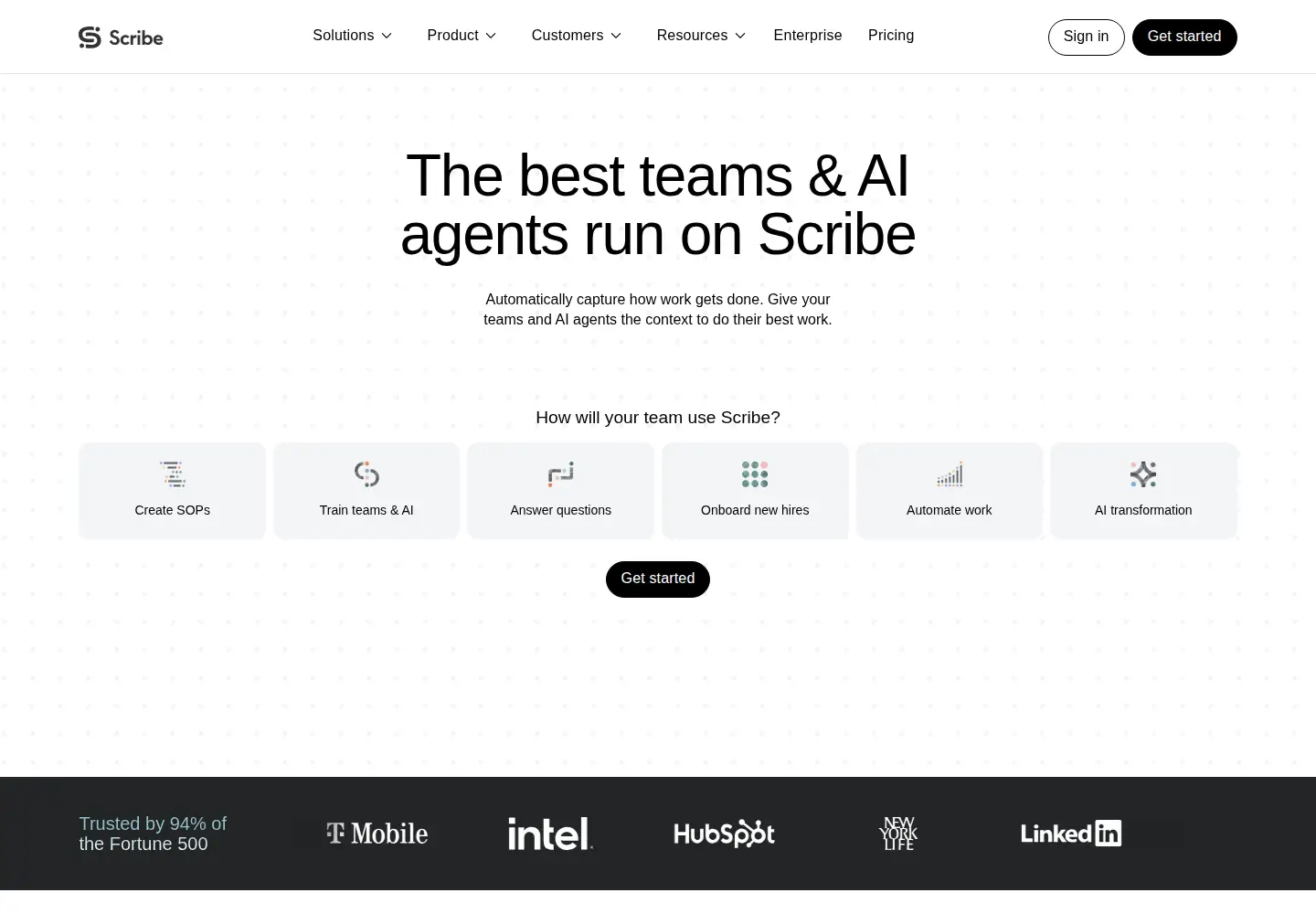 Captured homepage of scribe.com in the current scan
