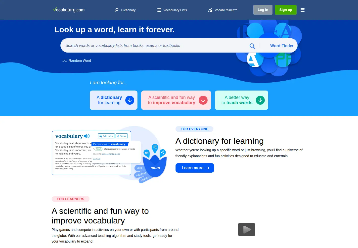 Screenshot of vocabulary.com