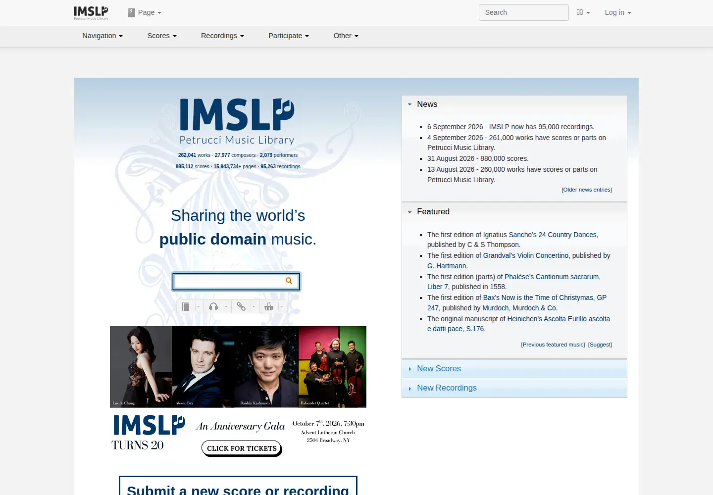 Screenshot of imslp.org