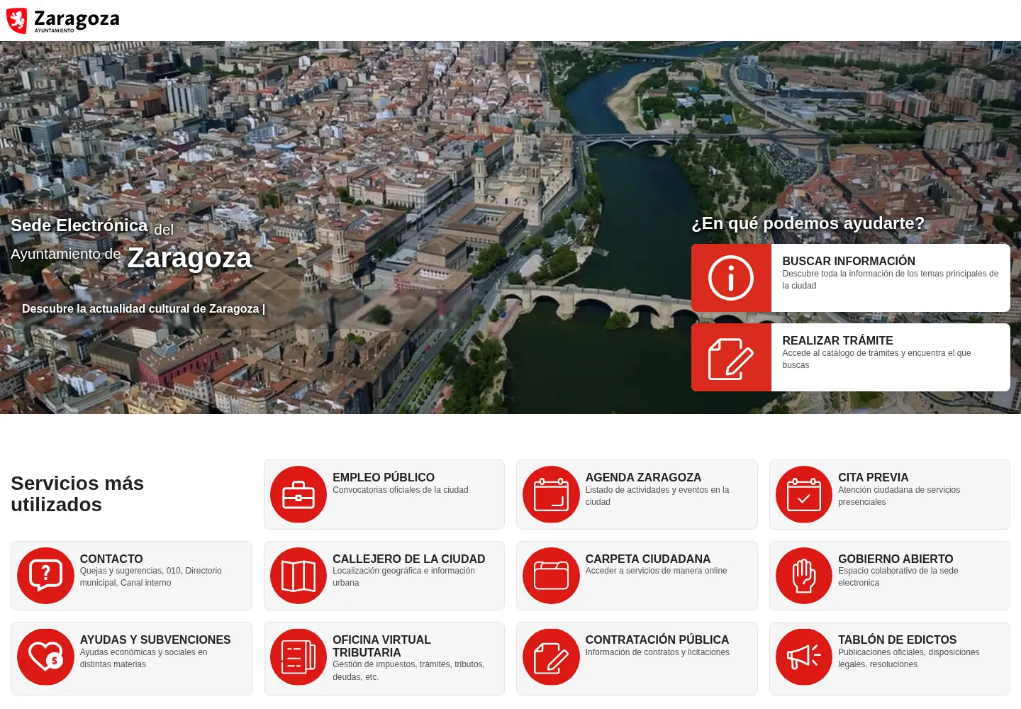 Screenshot of zaragoza.es