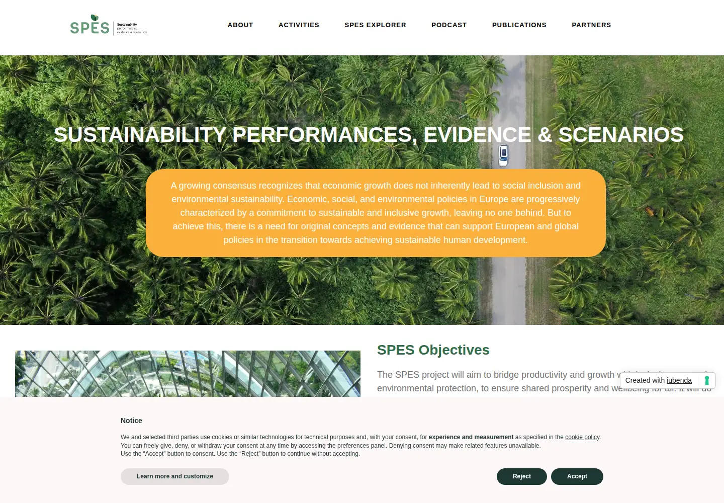 Captured homepage of sustainabilityperformances.eu in the current scan