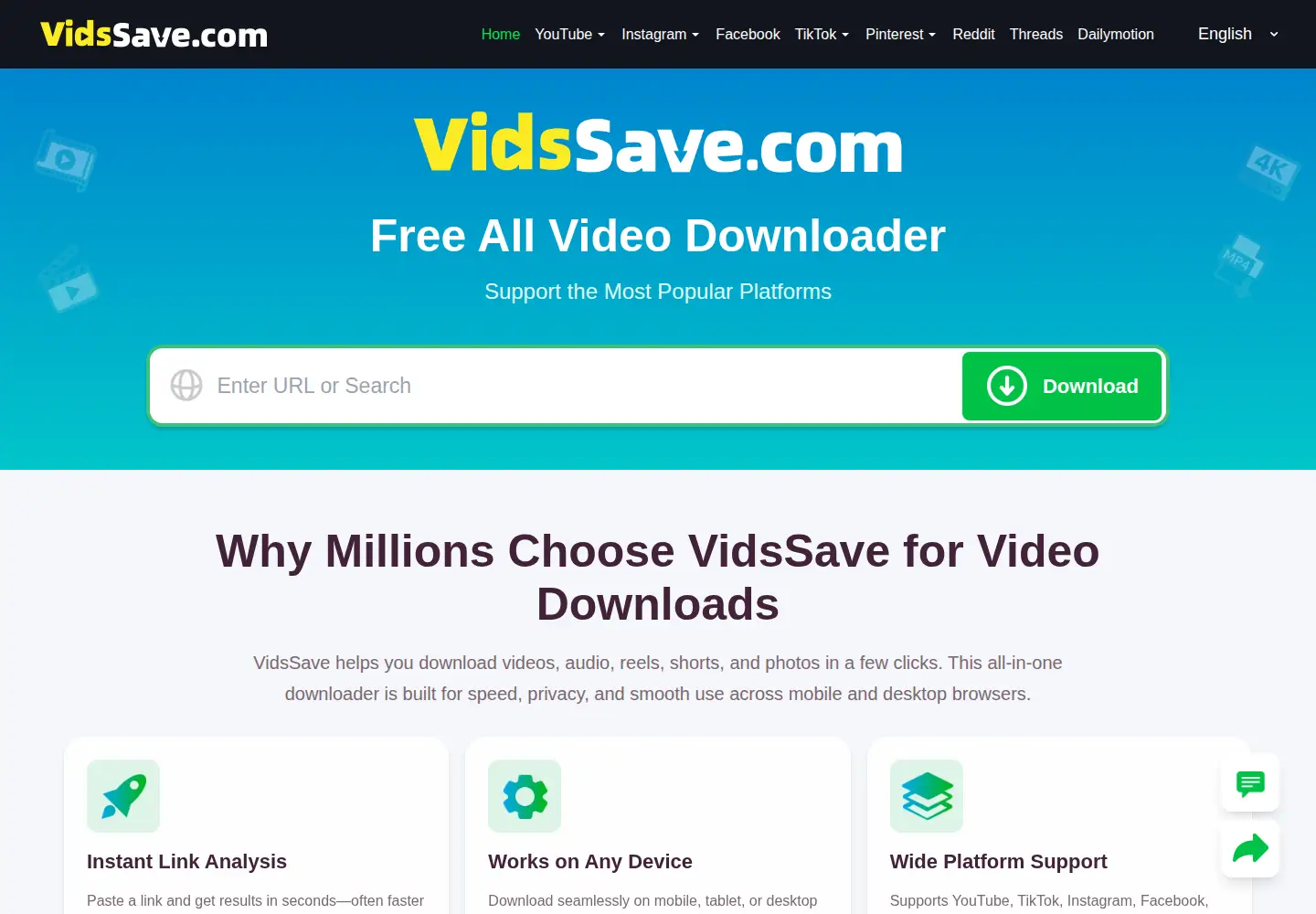 Screenshot of vidssave.com