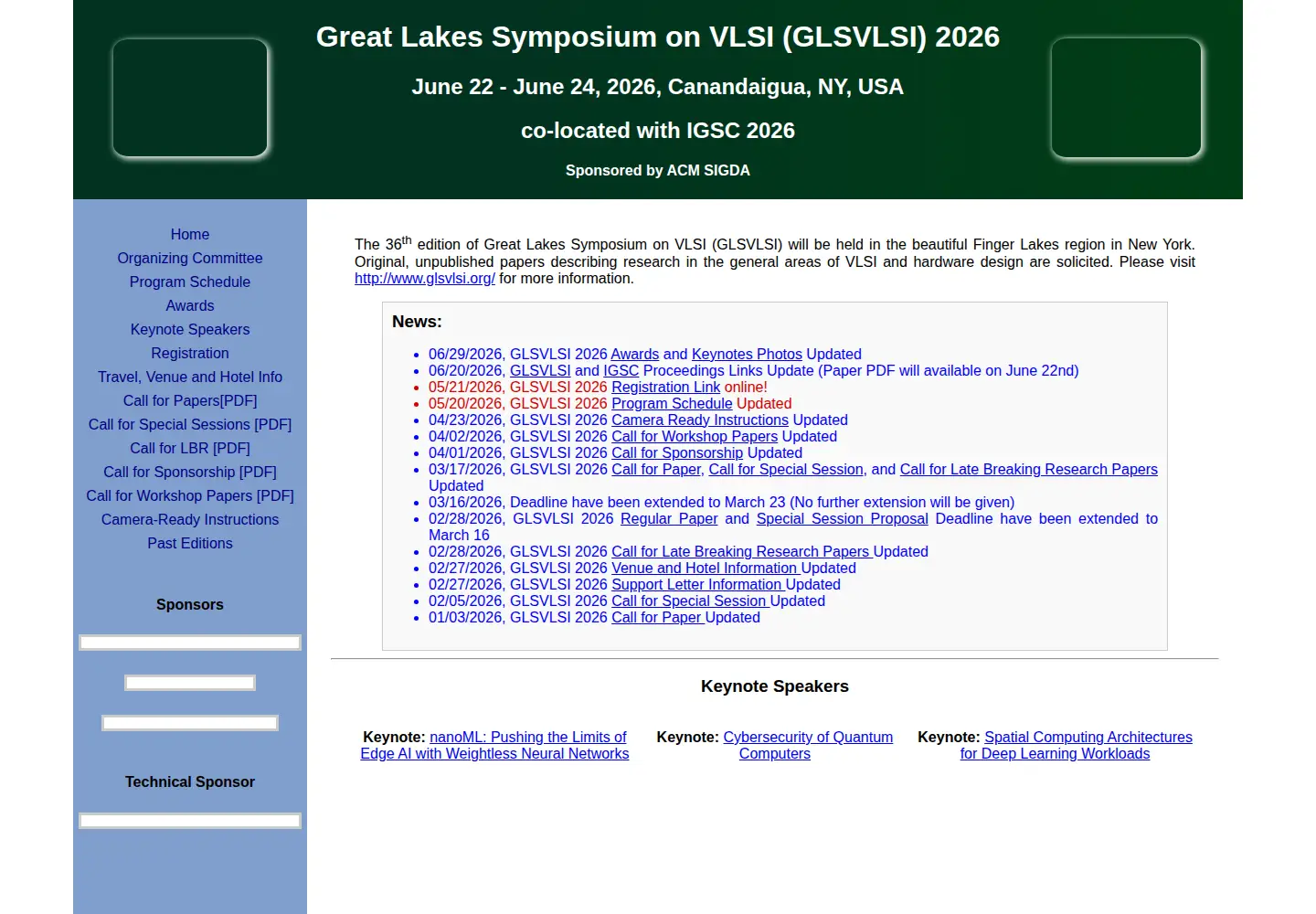 Screenshot of glsvlsi.org