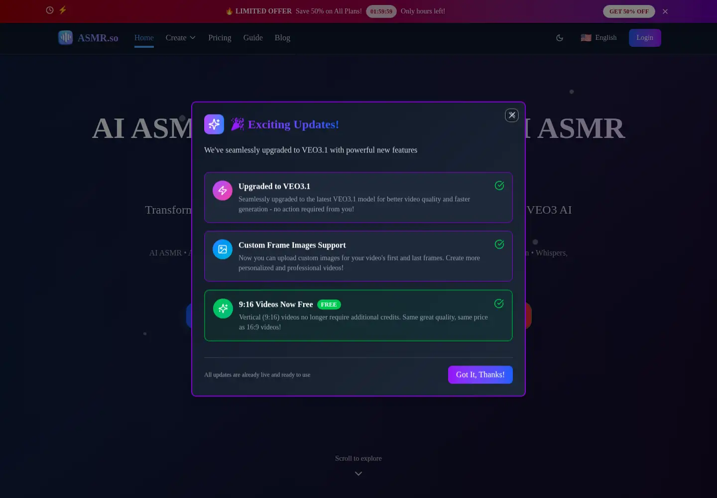 Captured homepage of asmr.so in the current scan