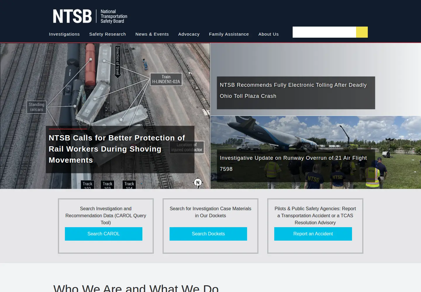 Screenshot of ntsb.gov
