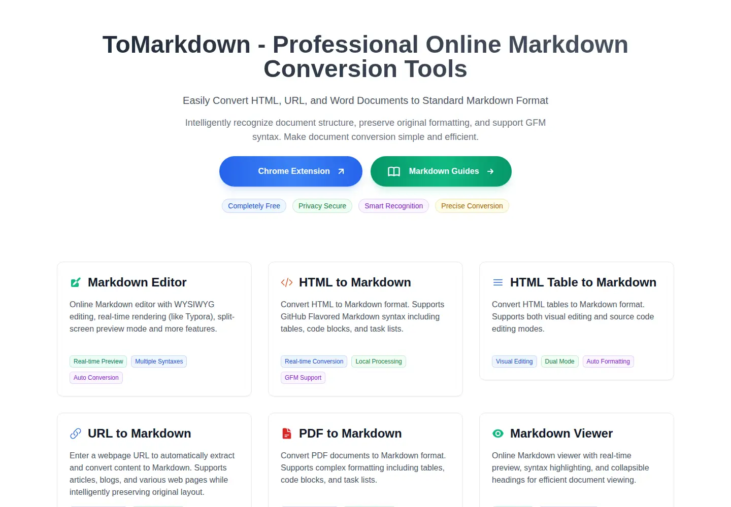 Captured homepage of tomarkdown.org in the current scan