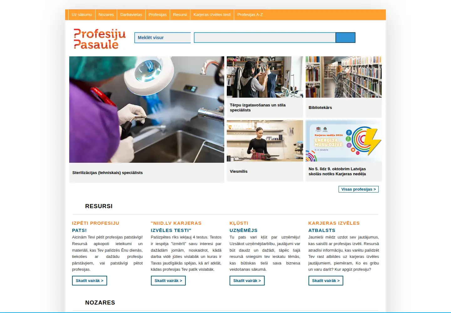 Screenshot of profesijupasaule.lv