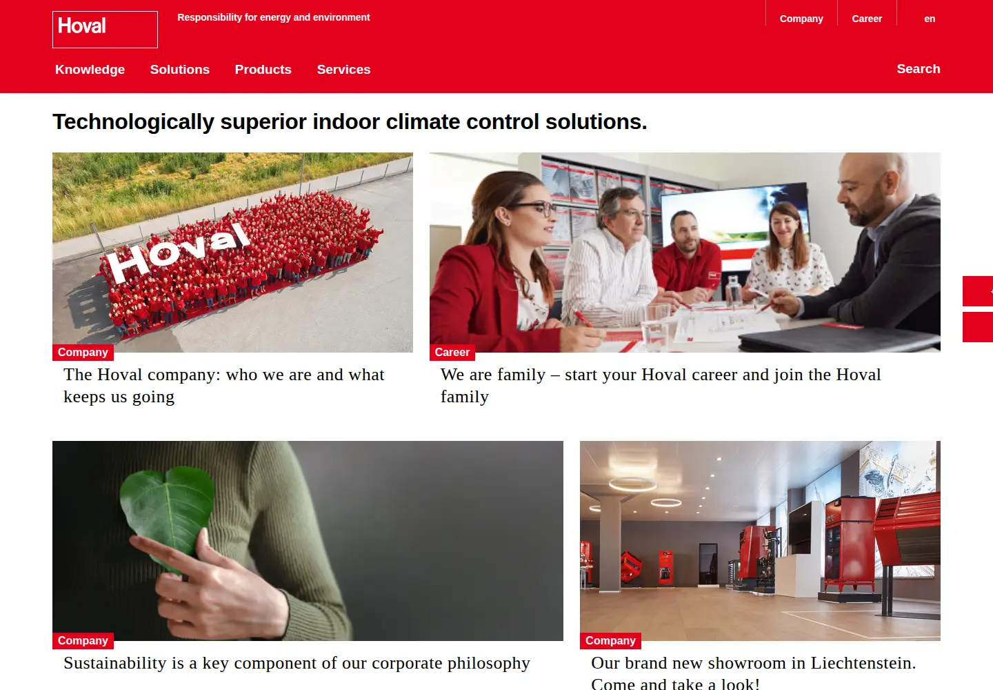Screenshot of hoval.com