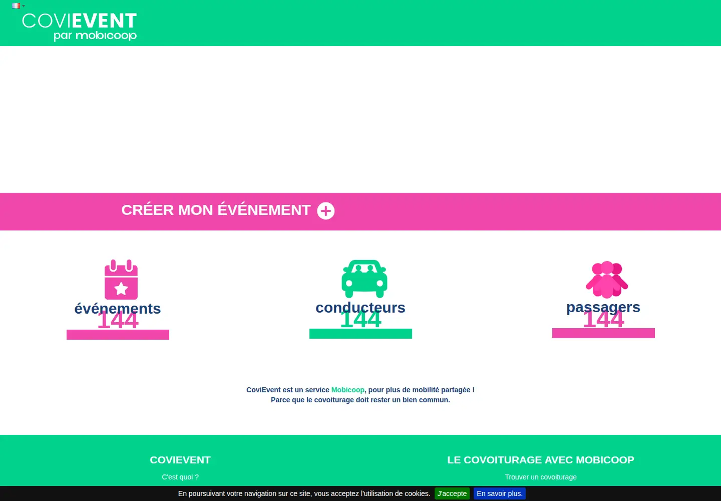 Screenshot of covievent.org