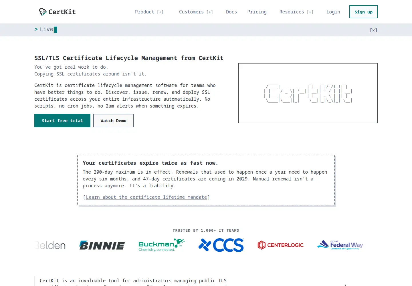 Screenshot of certkit.io