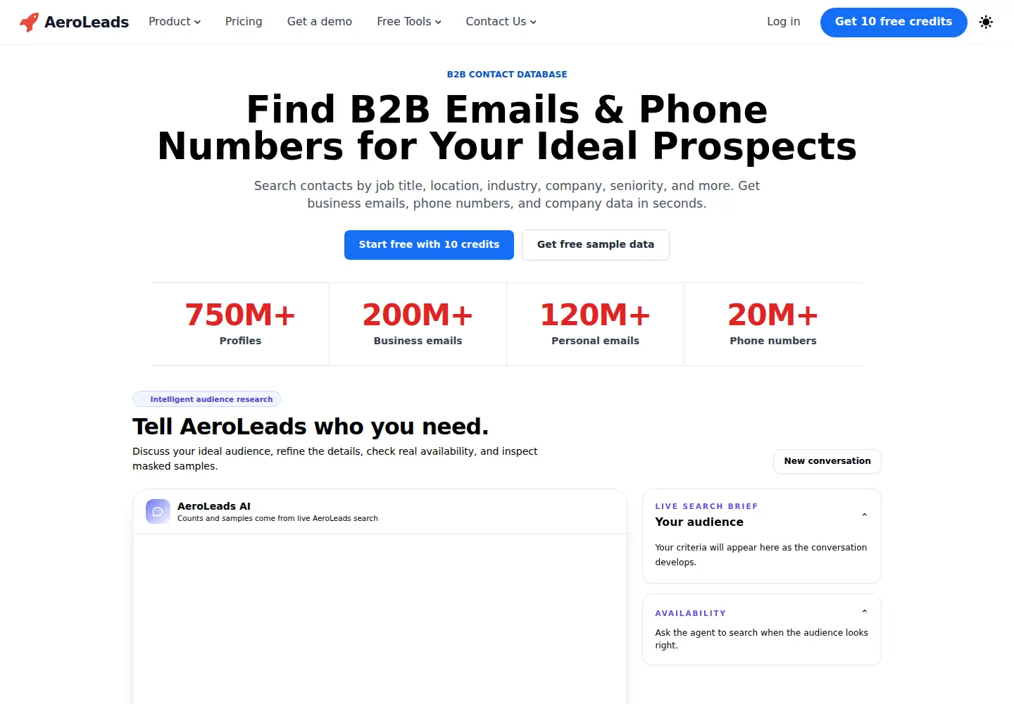 Screenshot of aeroleads.com