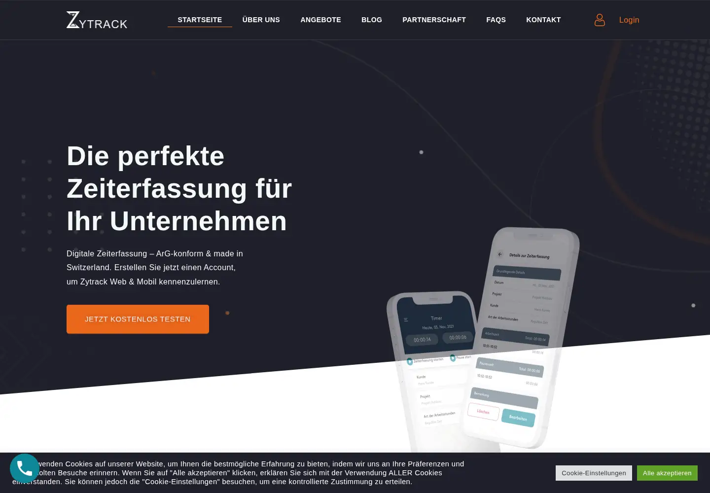 Screenshot of zytrack.ch