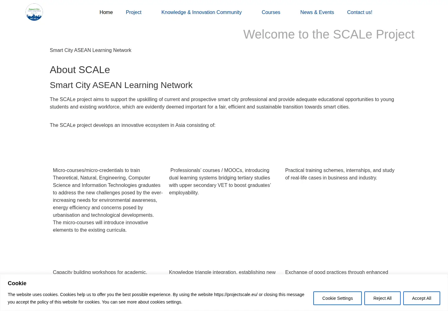 Screenshot of projectscale.eu